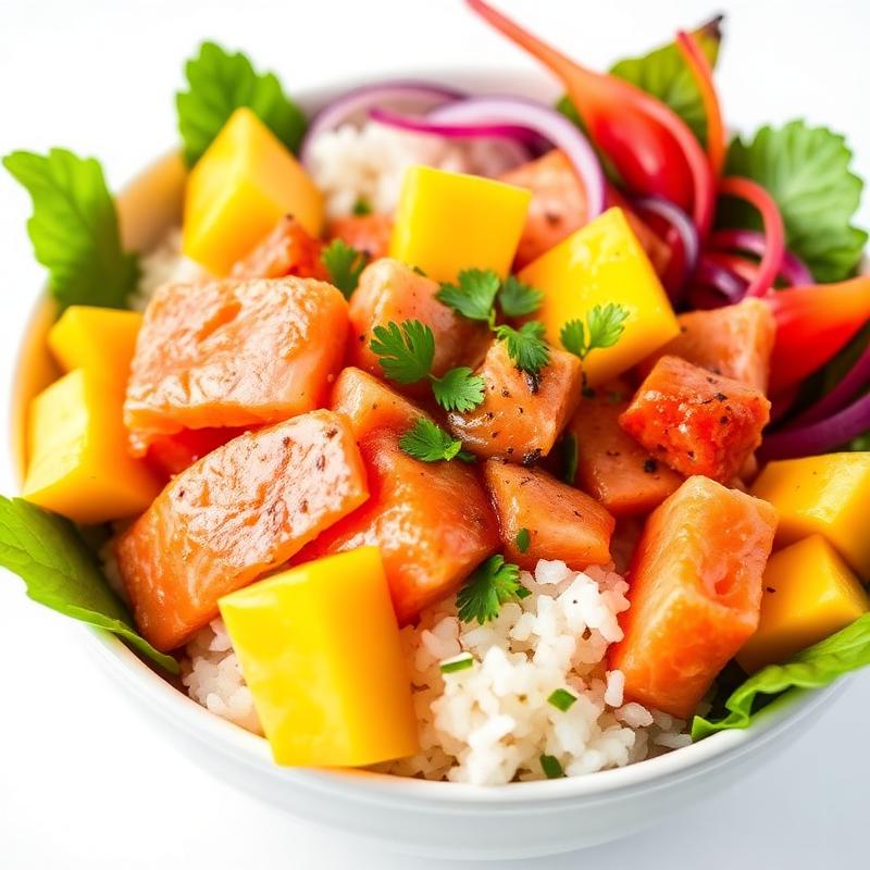 Hawaiian-style poke bowl with ahi tuna and salmon — poke bowl Santa Clarita at Fish Tail Grill